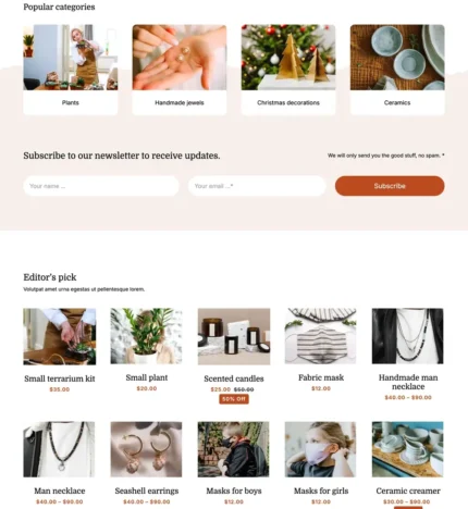 Handmade Shop Website Design with Free VPS Web Hosting