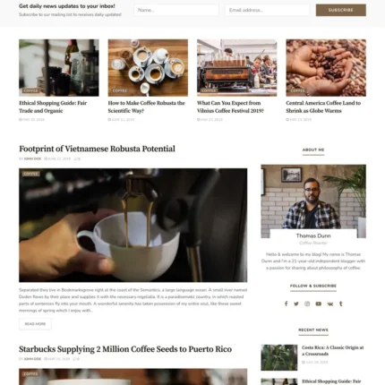 Coffee News Website Design with Free VPS Web Hosting