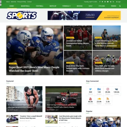 Sports News Website Design with Free VPS Web Hosting