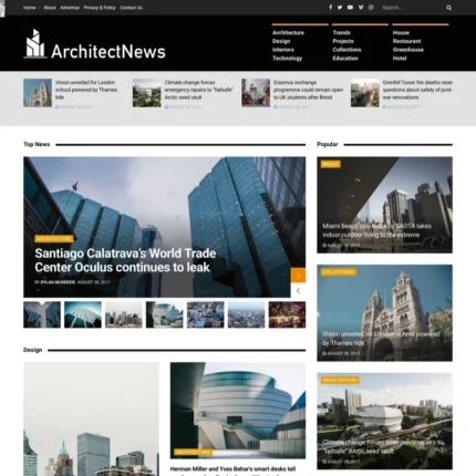 Architect News Website Design with Free VPS Web Hosting