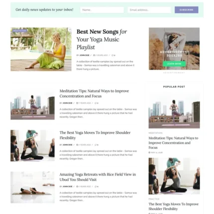 Yoga Blog Website Design with Free VPS Web Hosting