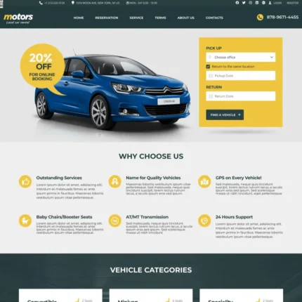 Auto Rental Website Design with Free VPS Web Hosting