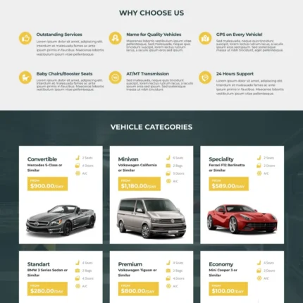 Auto Rental Website Design with Free VPS Web Hosting