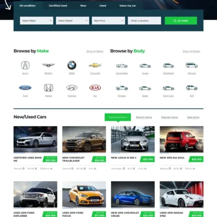 Car Classified Website Design with Free VPS Web Hosting