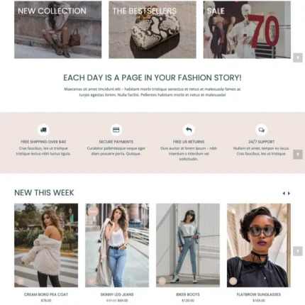 Clothing Shop Website Design with Free VPS Web Hosting