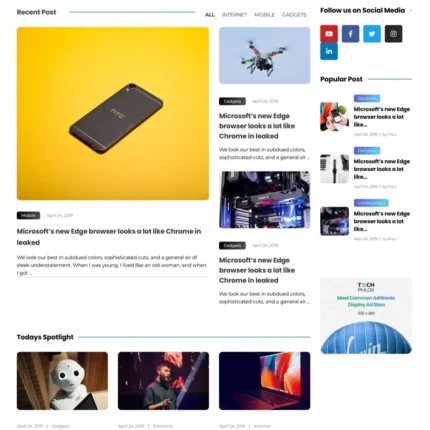 Tech Magazine Website Design with Free VPS Web Hosting