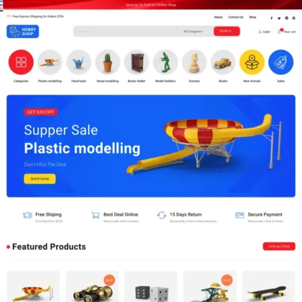 Hobby Shop Website Design with Free VPS Web Hosting