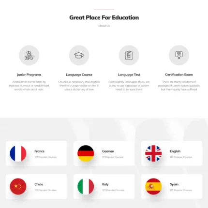 Language Institute Website Design with Free VPS Web Hosting