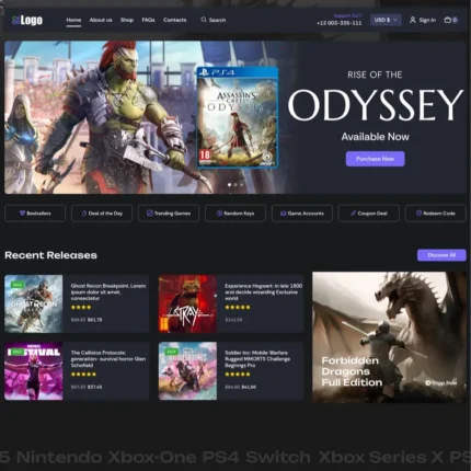 Games Store Website Design with Free Web Hosting