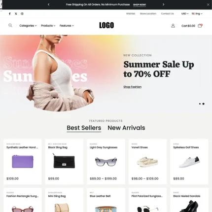 Fashion Outlet Website Design with Free VPS Web Hosting