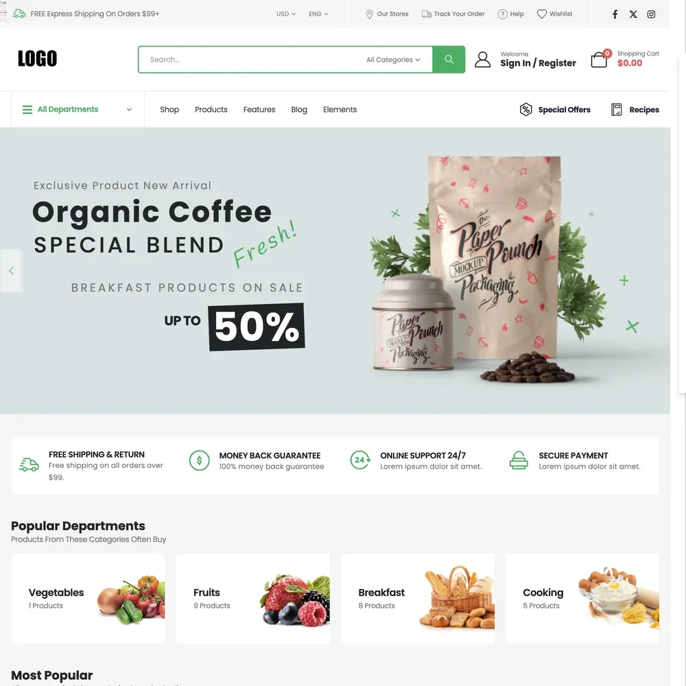 Food Market Website Design with Free VPS Web Hosting (1) Food Market Website Design with Free VPS Web Hosting